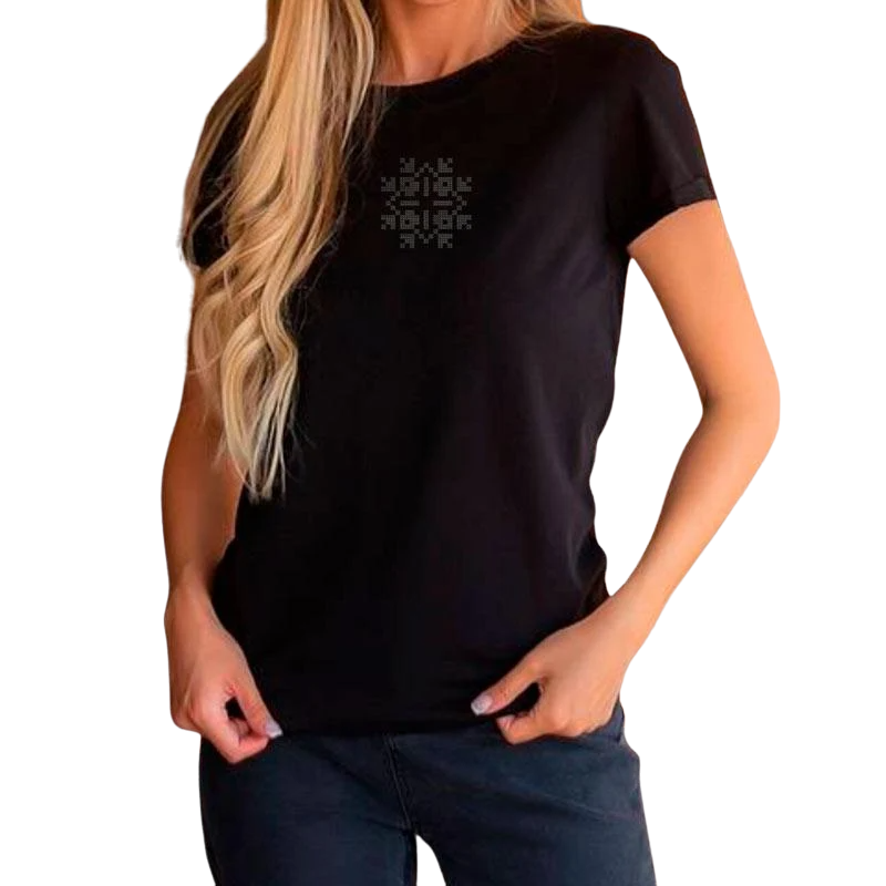 Футболка жіноча етно з вишивкою 02-22 L Чорний (807923-16-3)