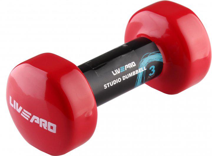 Гантель виниловый LivePro Studio Dumbbell 3 кг Красный (LP8076-3) - фото 1