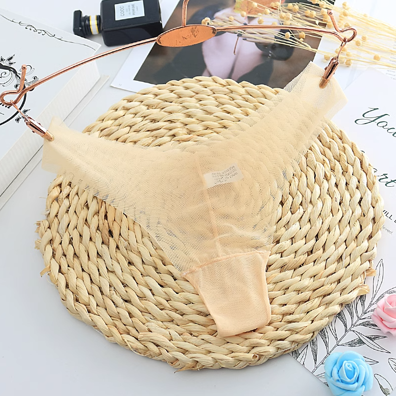 Трусики-тонг женские прозрачные One size Бежевый (31-28-1341-БЕЖ)