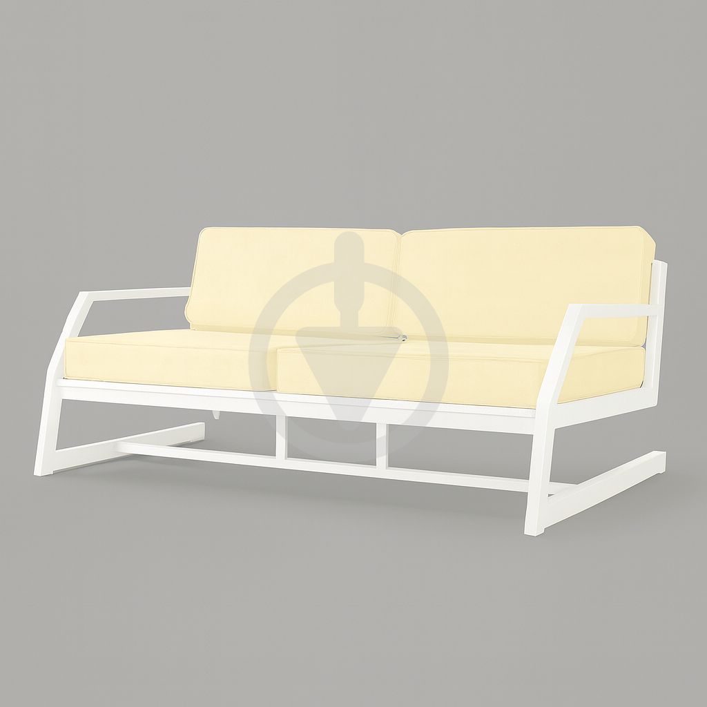 Диван металевий AVVS tech Атлас вуличний лофт рогожка з підлокотниками 156 см Бежевий/Білий (30222799) - фото 1