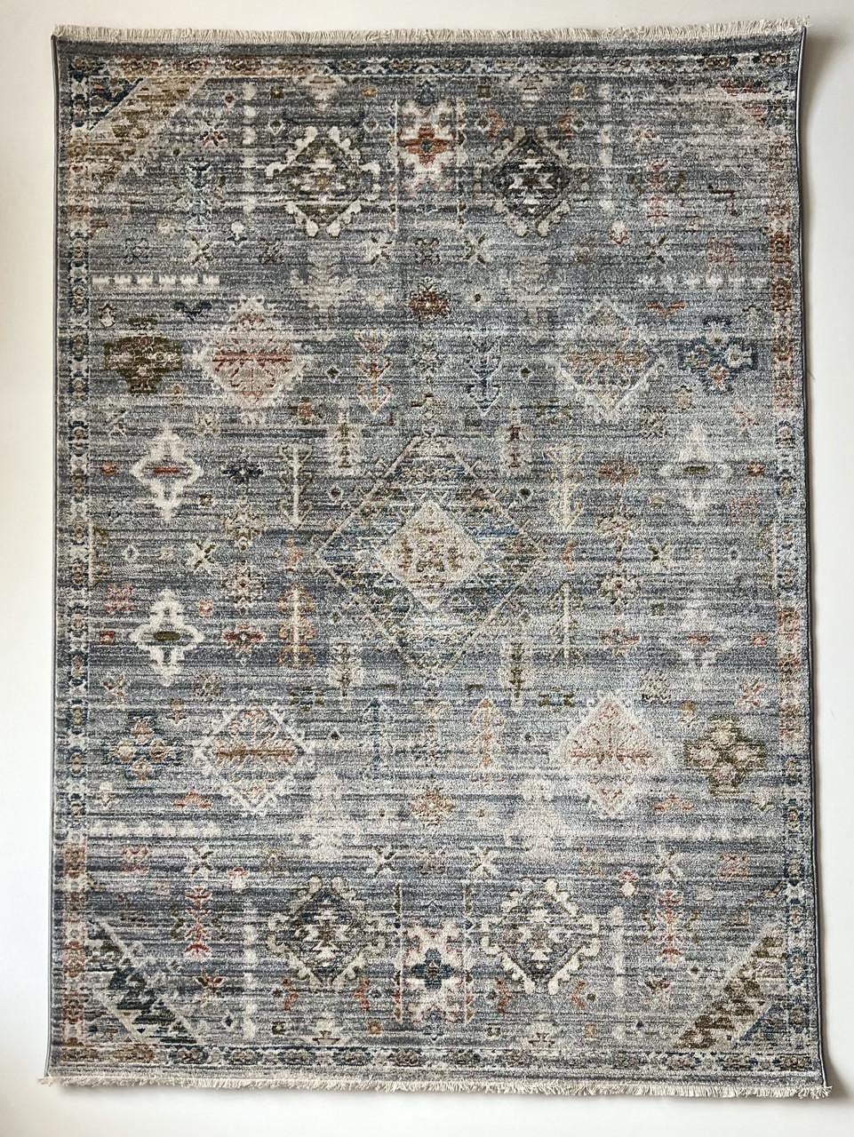 Килим прямокутний для вітальні класичний ворсовий 80х150 см Світло-сірий (KU63C GRAY)