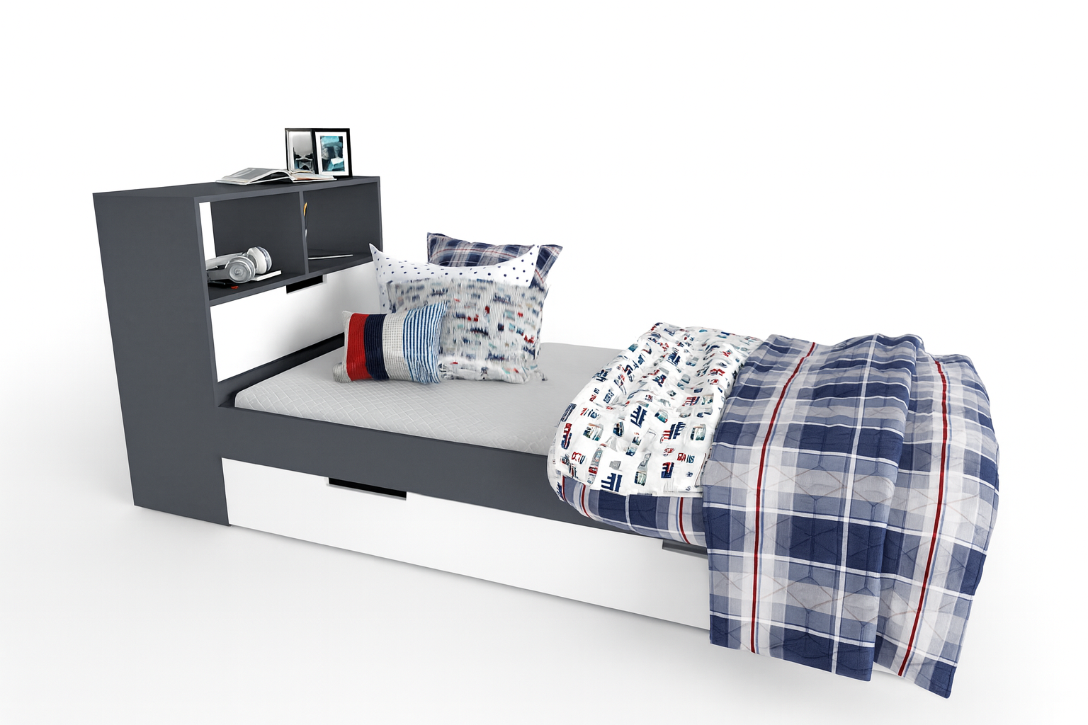 Кровать с низкой тумбой для белья К-2 люкс 90х190 см