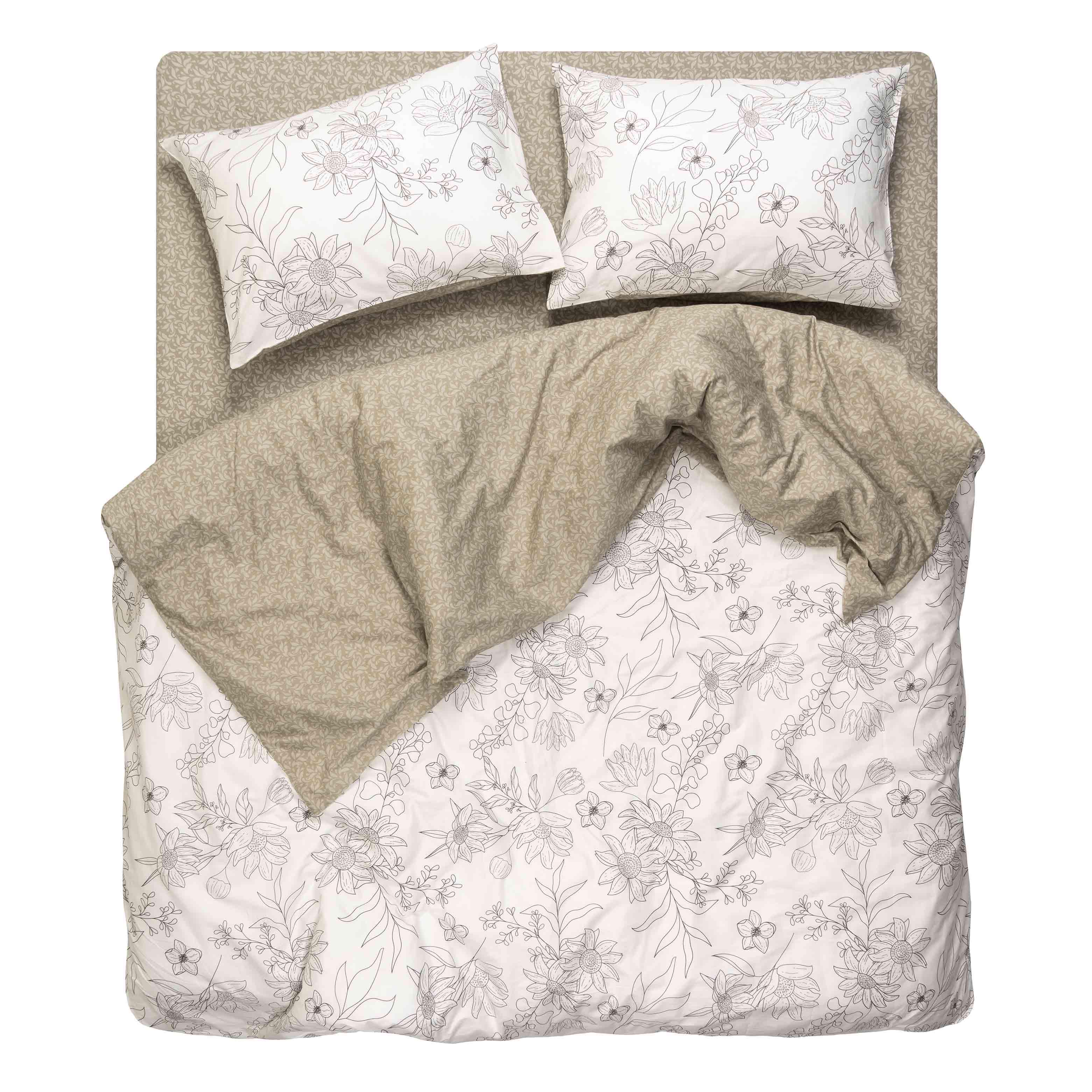 Комплект постельного белья Ardesto Gloria Цветы двуспальный 200х220 см Бежевый (ART2022BW) - фото 7