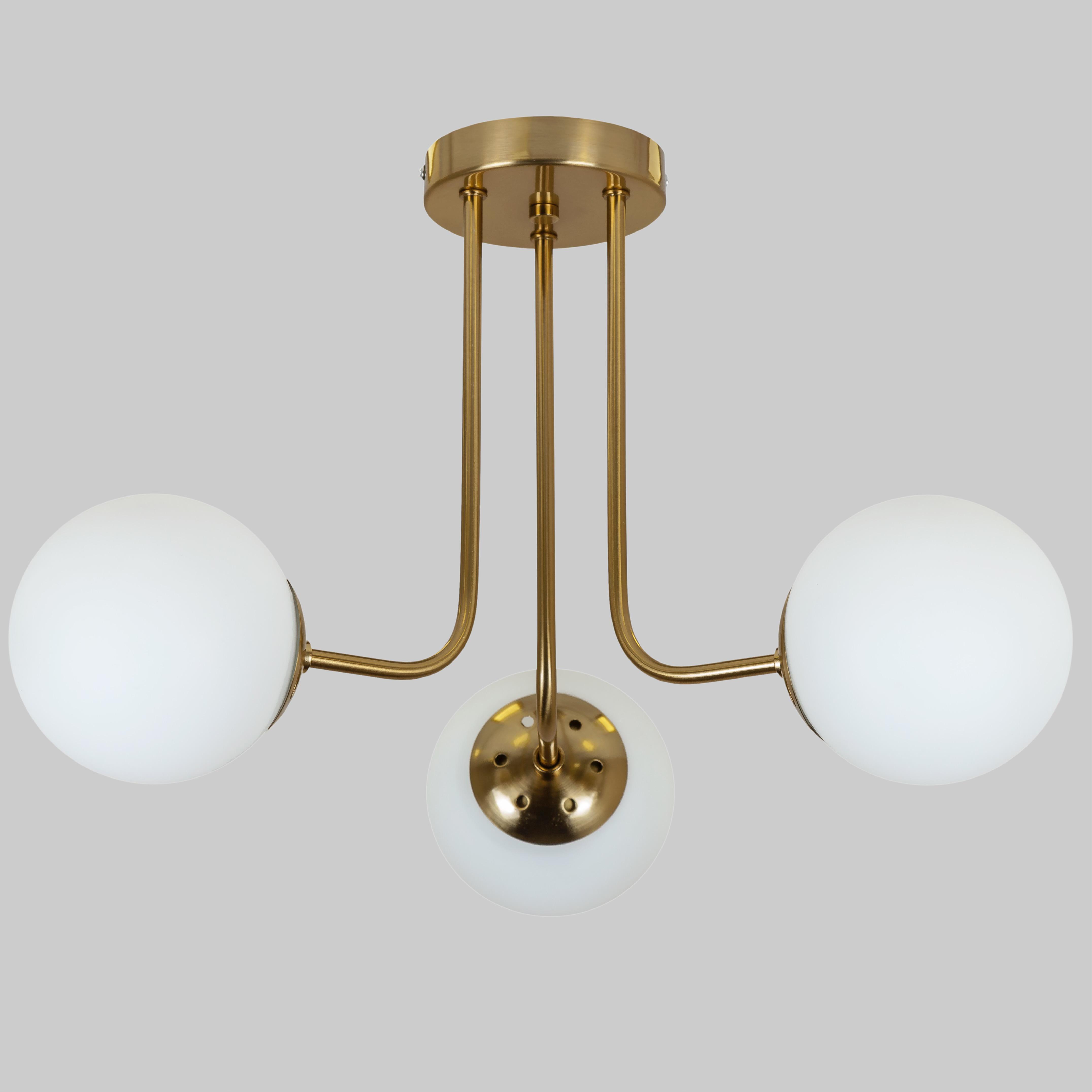 Люстра потолочная Triple Glow с 3 плафонами-шарами Бронзовый (52-9908-3 BRZ+WH)