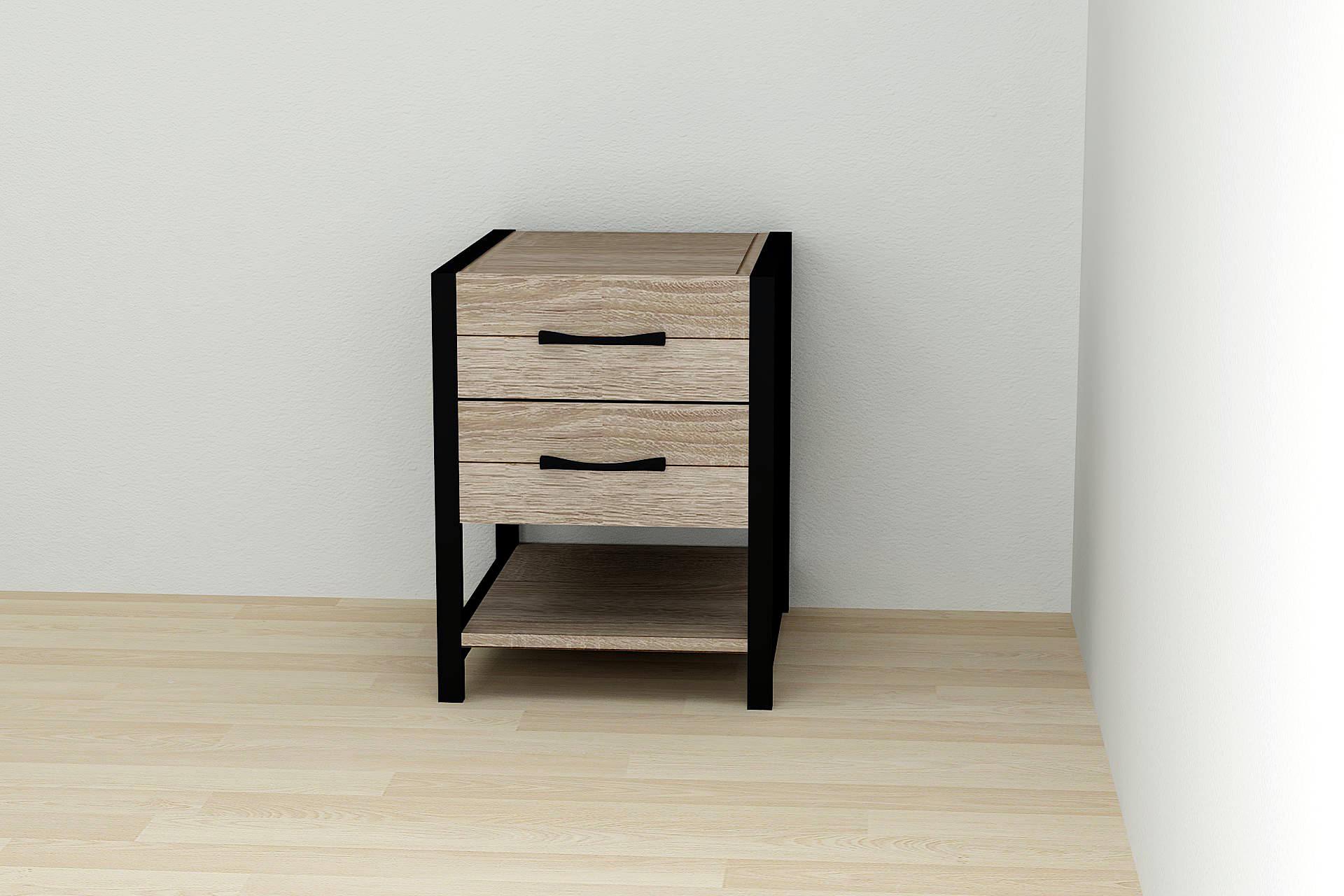 Тумба универсальная Ferrum-decor Вивьен 2/1 ДСП 16 мм 50x41x40 см Черный/Дуб Сонома Трюфель (FRD-104174)