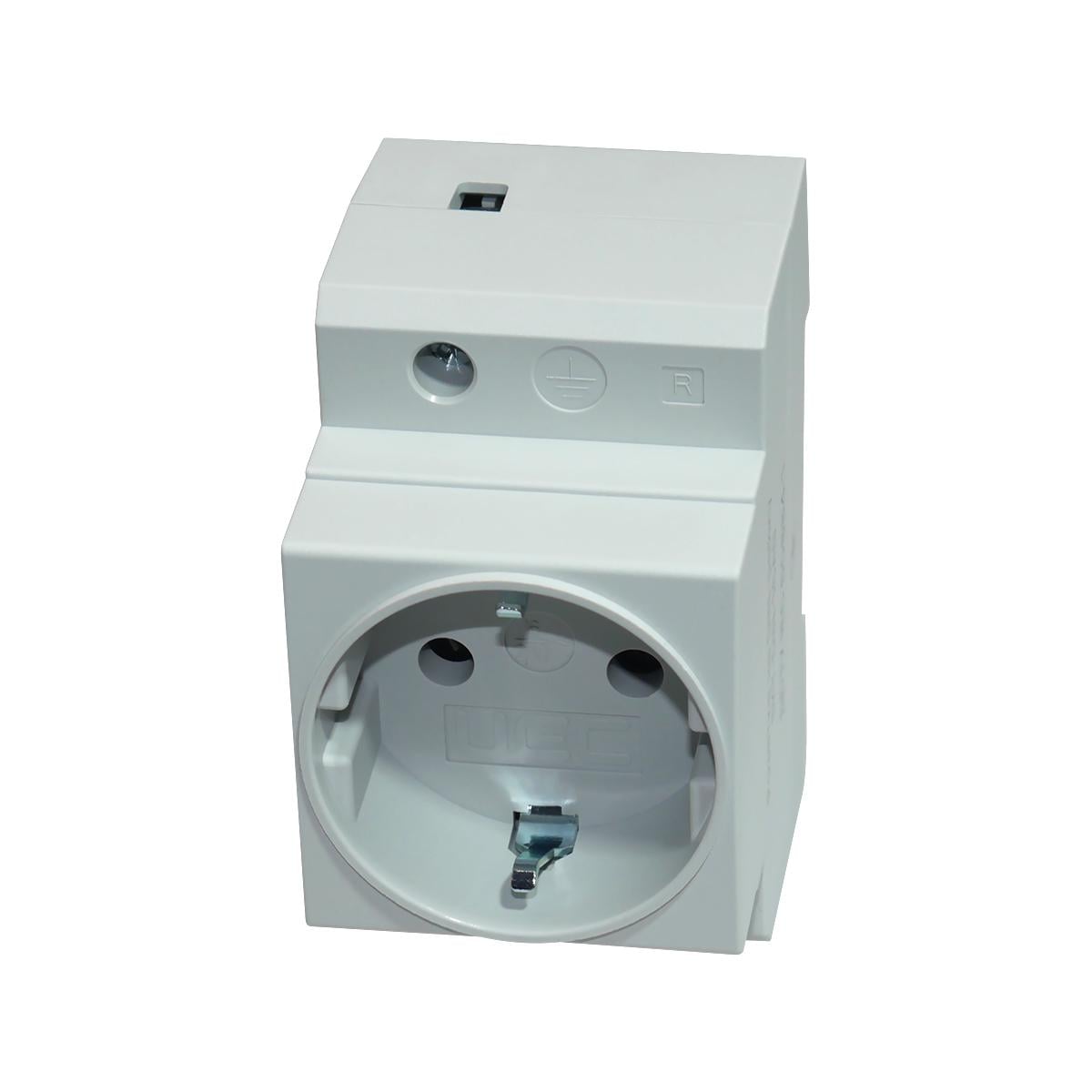 Розетка на DIN-рейку UEC 2P+PE 16А 250V з заземленням (SKT-DIN-16AG)
