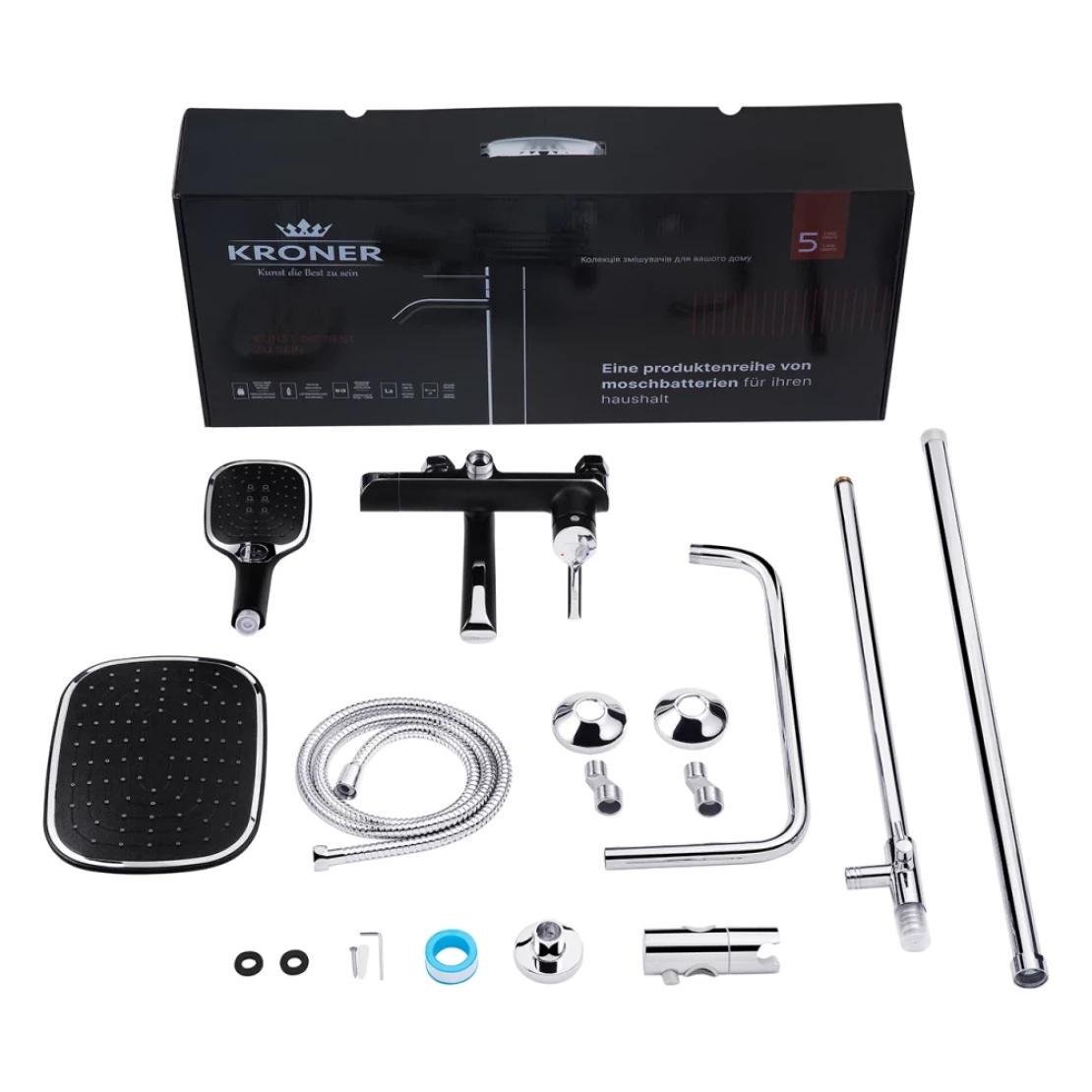 Душевая система Kroner KRP Essen SCH063 Хром/Черный (CV024317) - фото 17 Душевая система Kroner KRP Essen SCH063 Хром/Черный (CV024317) - фото 17