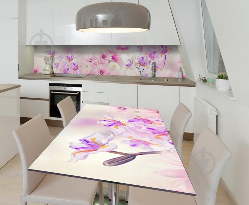 Наклейка виниловая на стол Zatarga  "Ирисы и Хризантемы" 650х1200 мм