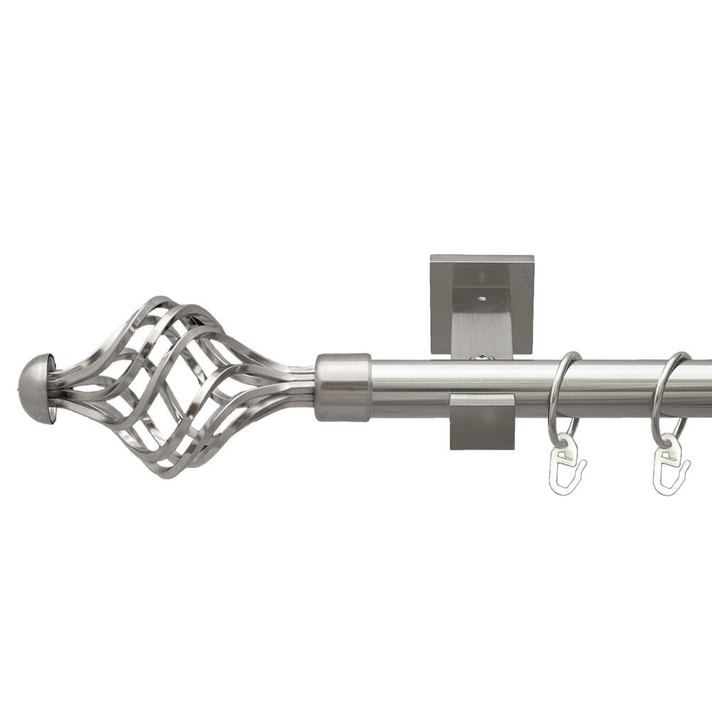 Карниз Orvit Арезо металевий однорядний техно гладка труба кільце металеве 25 мм 300 см Нержавіюча сталь (00-00026464)