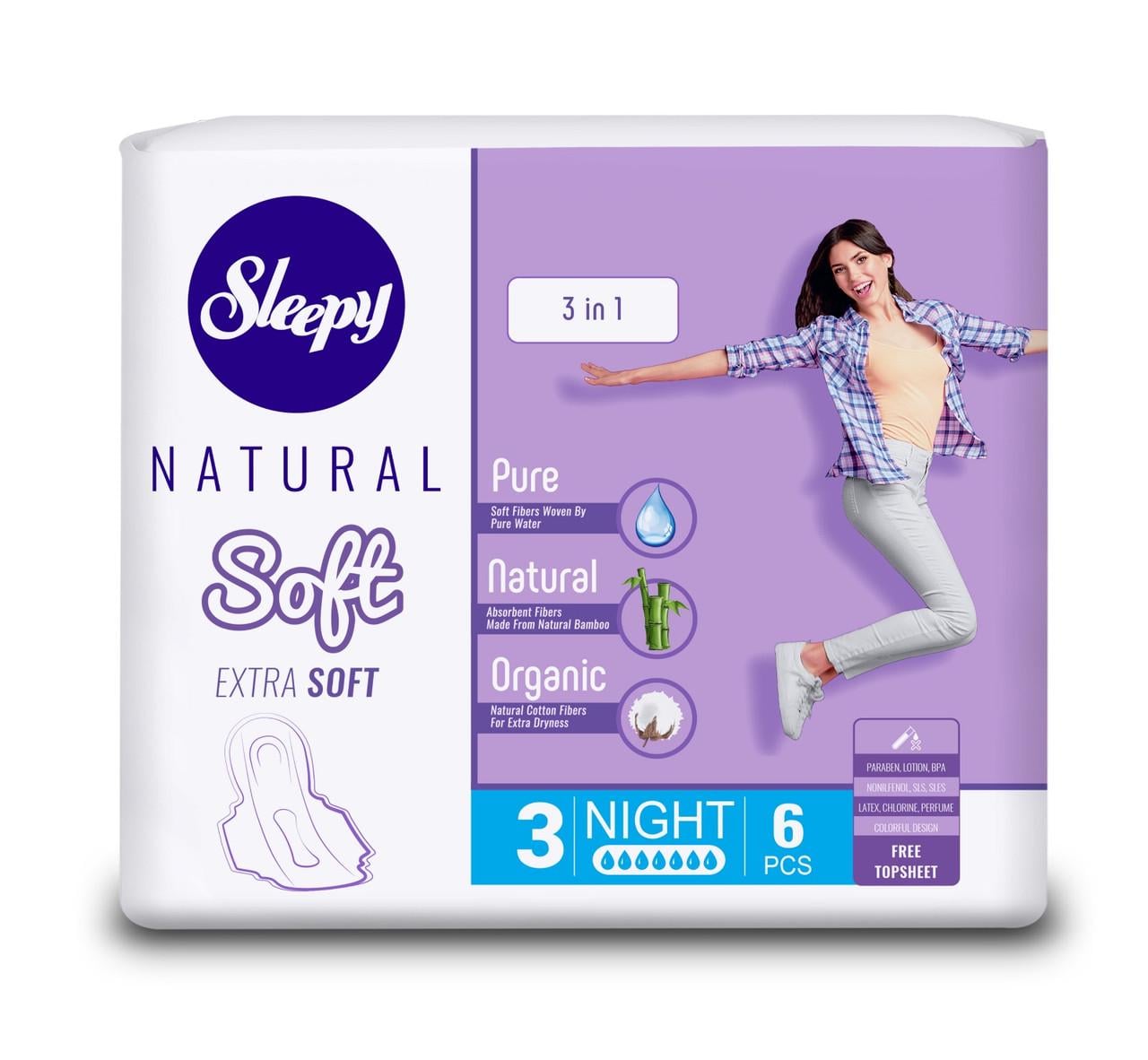 Прокладки ночные Sleepy Soft Night 320 мм 7 капель 6 шт. (000006109)