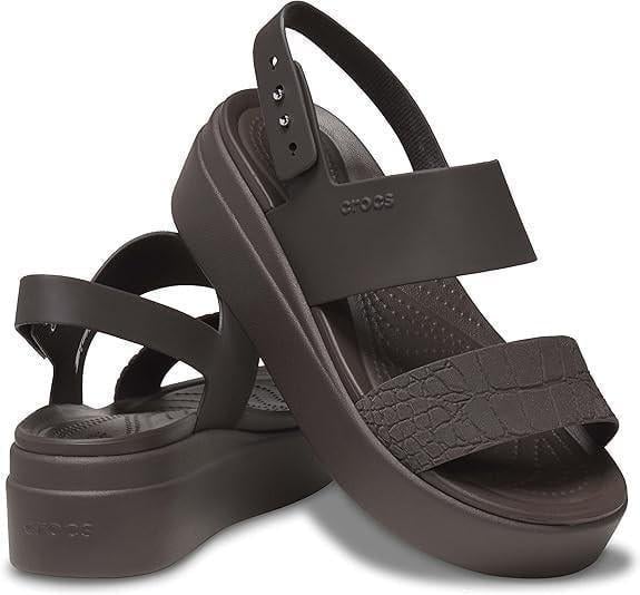 Сандали женские Crocs Brooklyn Croco Low Wedge р. 36/37 Espresso (14577)
