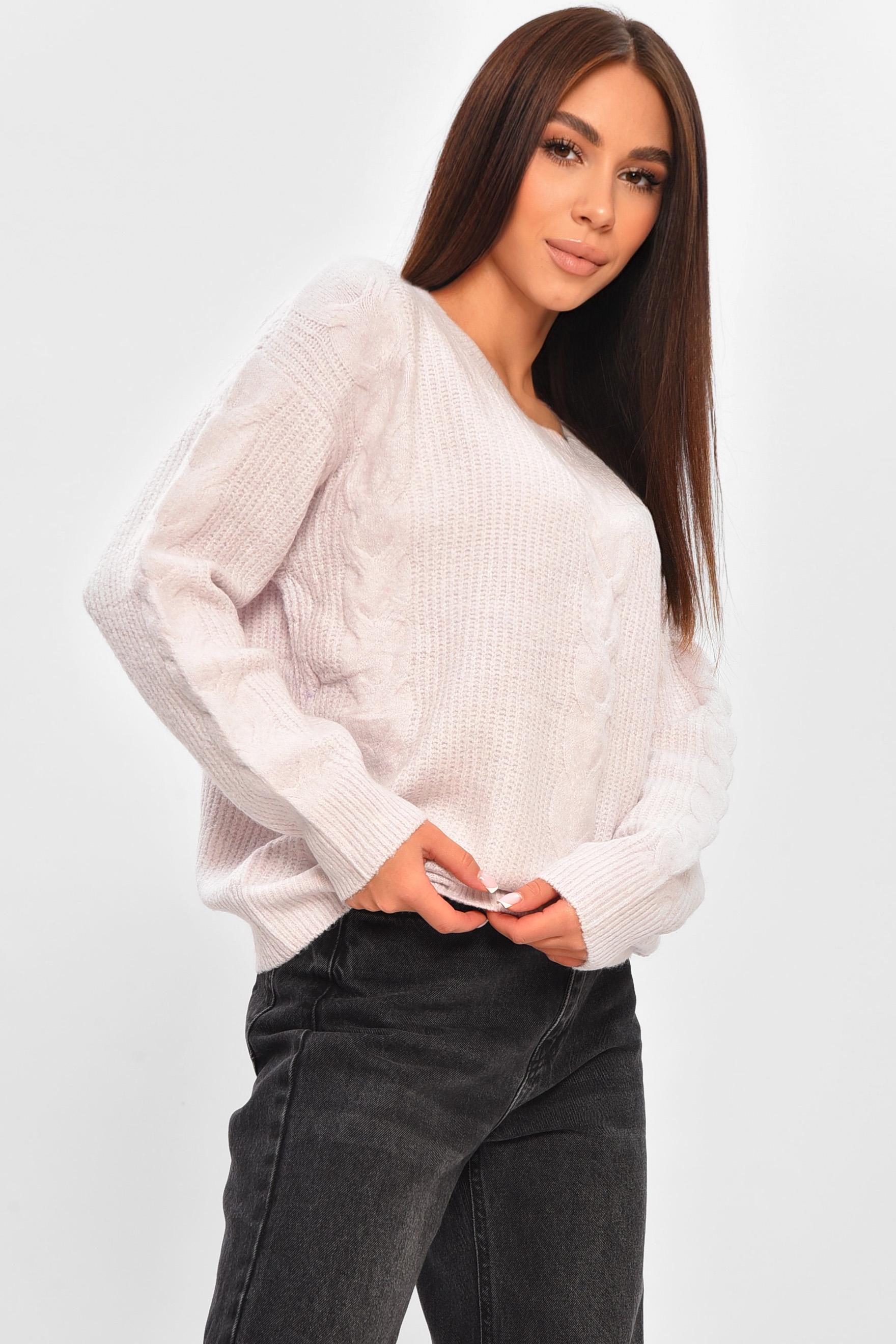 Светр жіночий 206606 однотонний M-XL Світло-бузковий (206606_!335397_44-48) - фото 2 Светр жіночий 206606 однотонний M-XL Світло-бузковий (206606_!335397_44-48) - фото 2