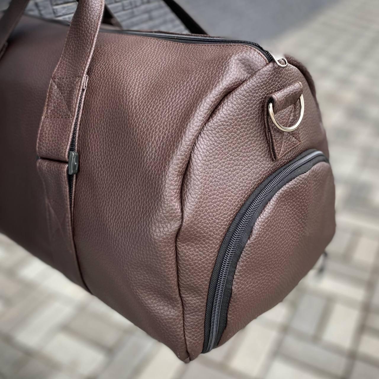 Сумка через плечо дорожная мужская с отделением для обуви 50х22х36 см Коричневый (s13) - фото 8