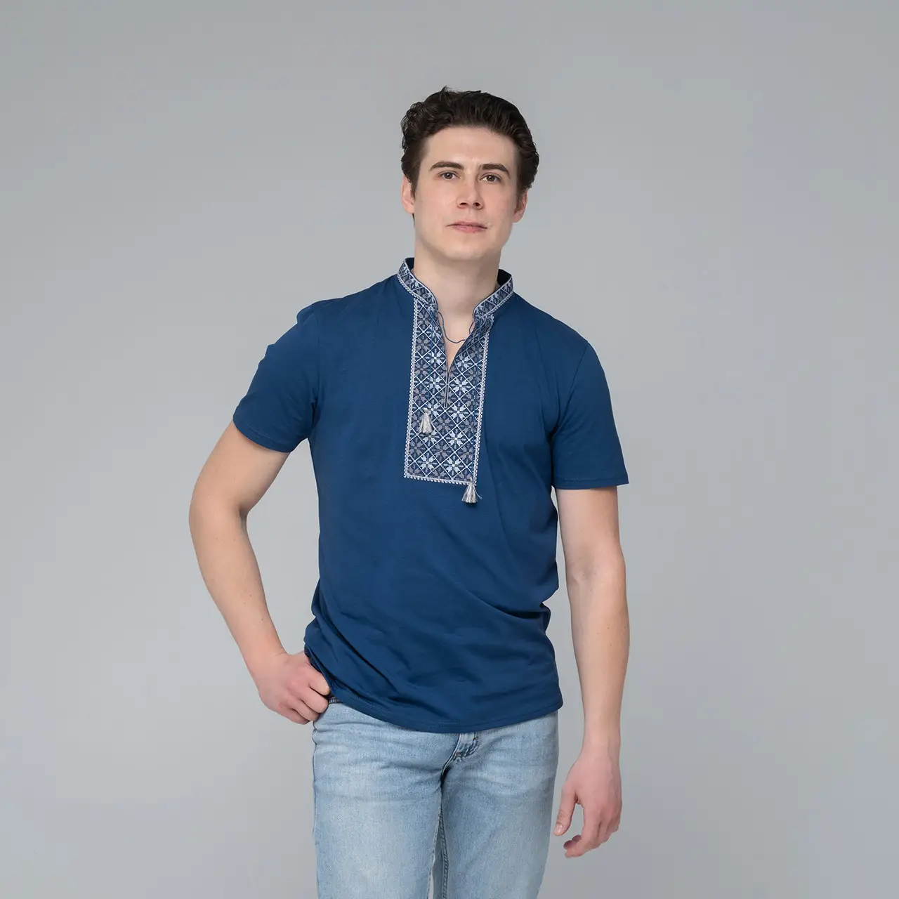 Футболка-вышиванка мужская трикотажная M Синий (М-45-m) - фото 3 Футболка-вышиванка мужская трикотажная M Синий (М-45-m) - фото 3