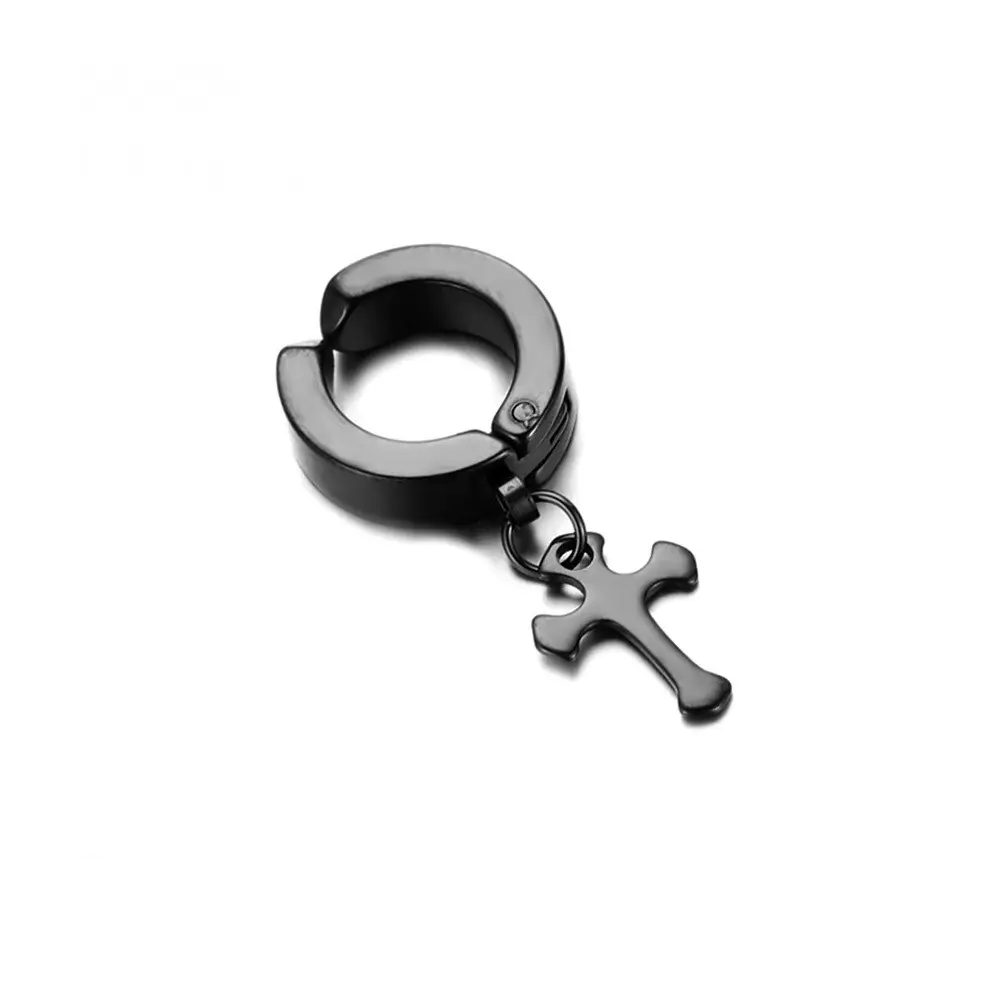 Сережки-кліпси чоловічі з хрестом на одне вухо (1384880494)