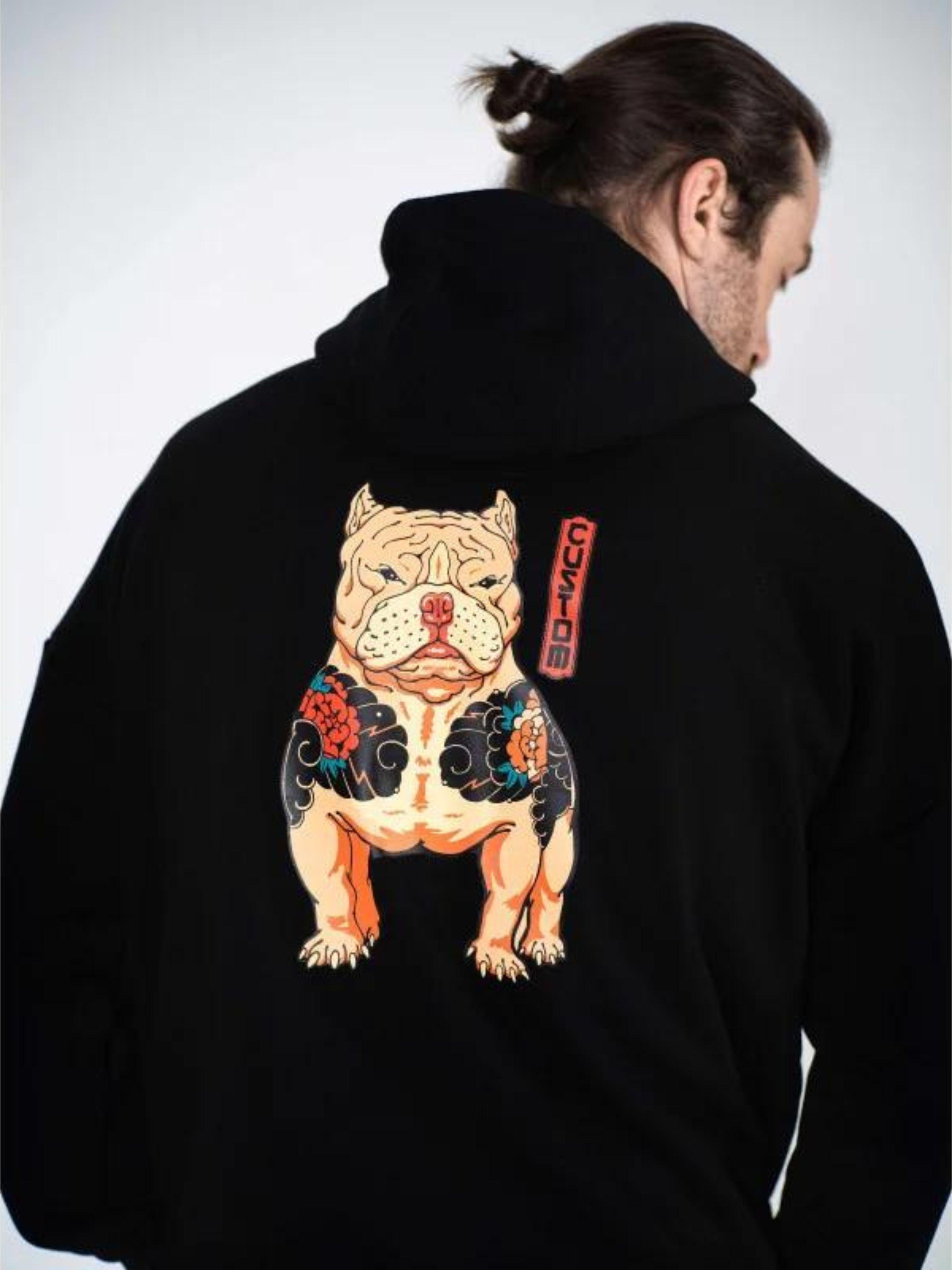 Худі оверсайз Custom Wear без начосу Yakyza Dog XS Чорний (2841349) - фото 1