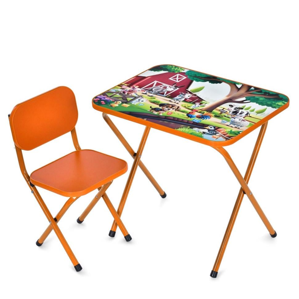 Дитячий стіл зі стільчиком Bambi комбінований 59,5х44х51-57 см складаний Помаранчевий (KL-154-R-54)