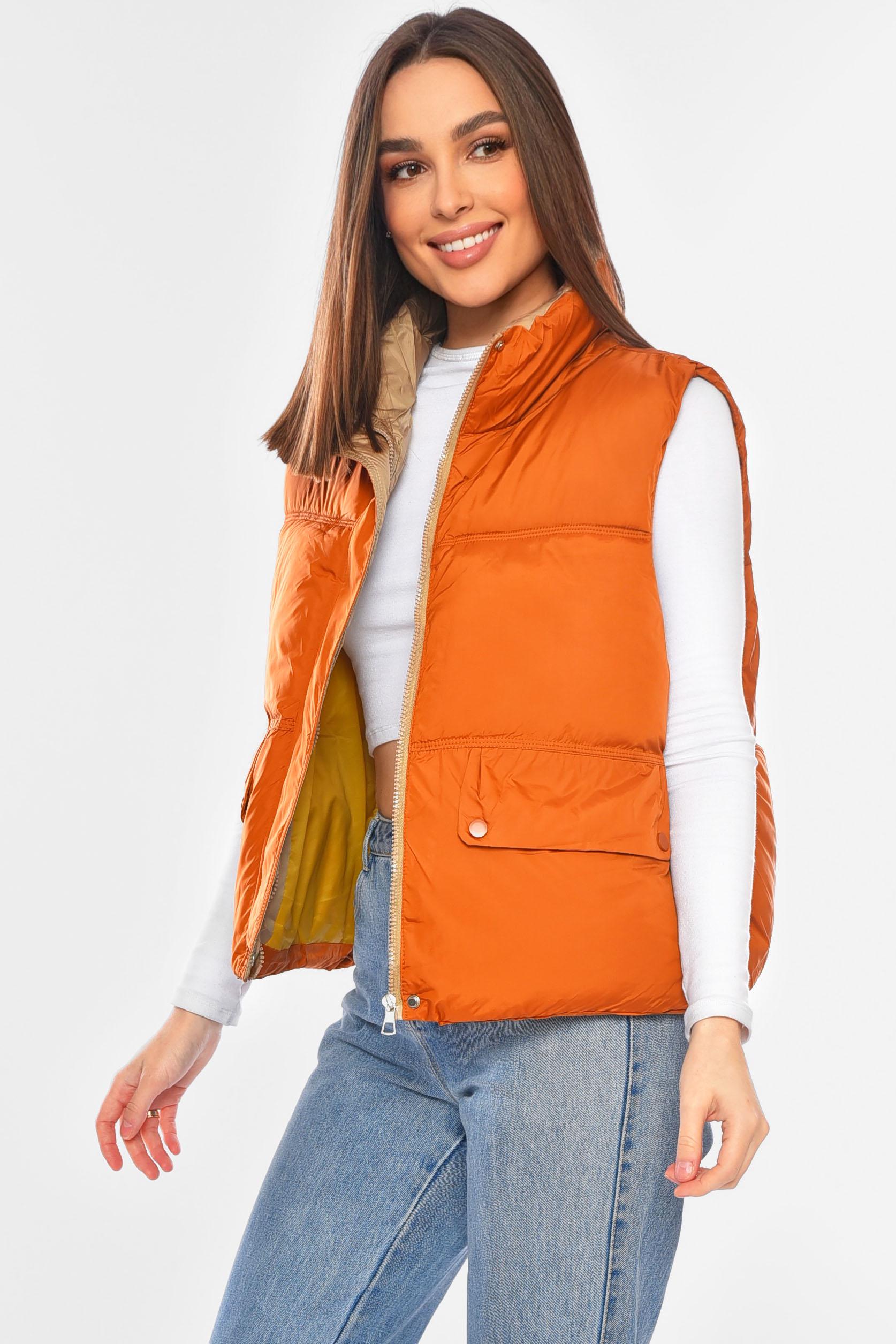 Жилетка жіноча однотонна 200304 L Помаранчевий - фото 2
