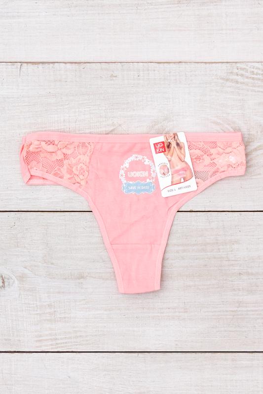 Труси-стринги жіночі з мереживними вставками та принтом Носи Своє L Персиковий (15986)