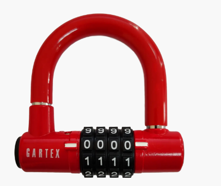 Замок велосипедный цепной кодовый GARTEX на Красный (50000066)