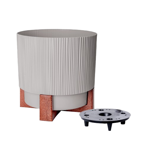 Вазон Алеана Осло зі вставкою та декоративною підставкою 12 см Какао (УТ000103452) - фото 1