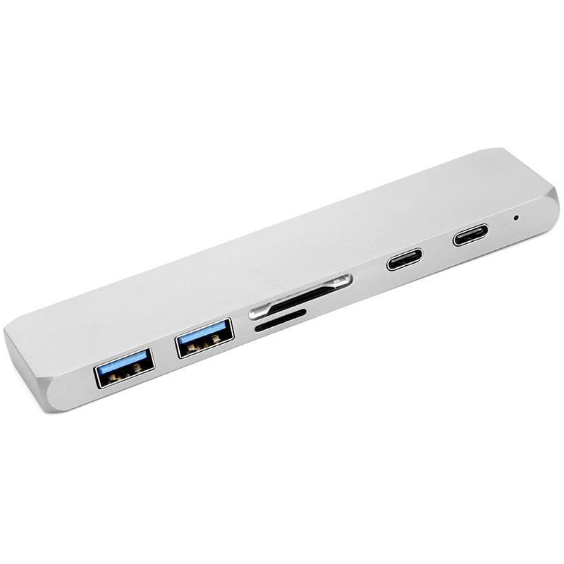Концентратор PowerPLANt Type-C - HDMI 4K/USB 3,0/USB Type-C/SD/microSD (CA911684)