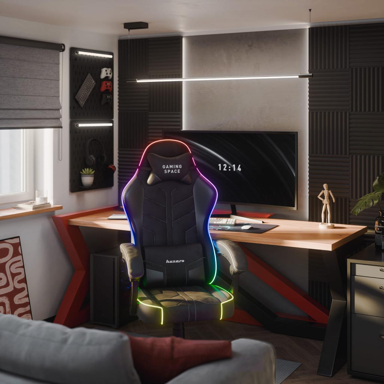 Крісло комп'ютерне Huzaro Force 2.7 RGB тканина Black (29952634) - фото 10
