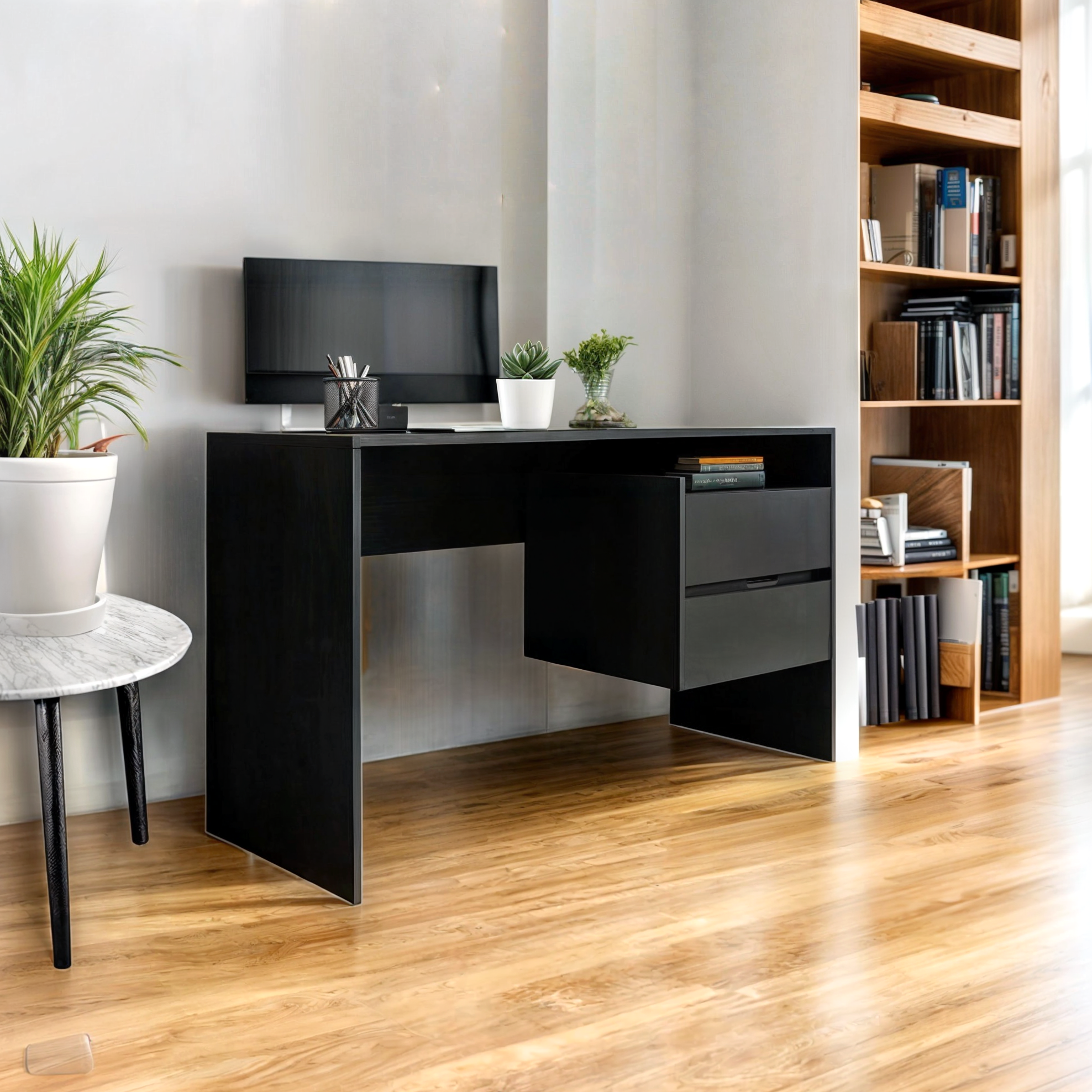 Стол компьютерный прямой Tobi Sho ST-0006 с выдвижными ящиками 1250х755х516 мм Антрацитовый Стол компьютерный прямой Tobi Sho ST-0006 с выдвижными ящиками 1250х755х516 мм Антрацитовый