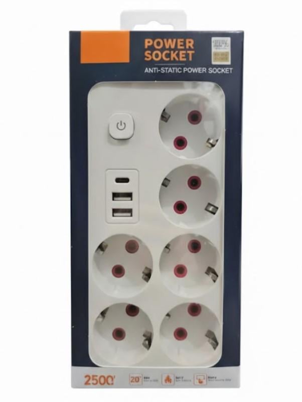 Переноска Power Socket 5 м 6 розеток 3 USB порта 2500W (2104618794) - фото 9