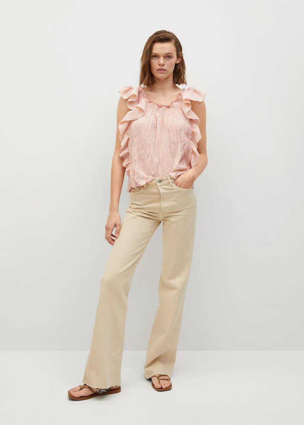 Блузка Mango с рюшами L Розовый (9829147) - фото 4 Блузка Mango с рюшами L Розовый (9829147) - фото 4