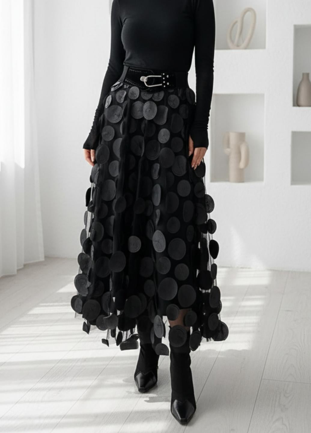 Юбка женская с апликацией однотонная Fashion 17924 S Черный