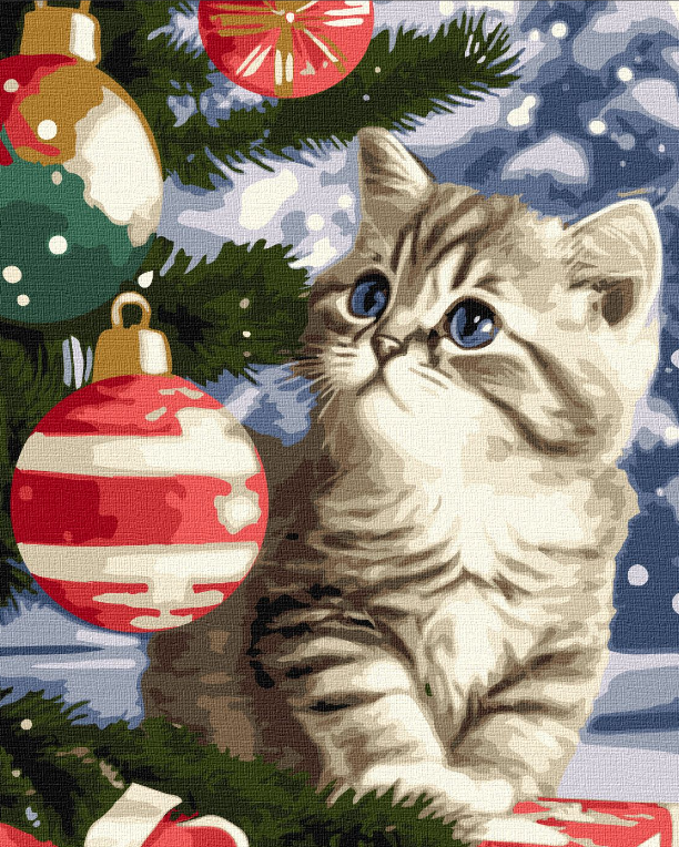 Картина по номерам Идейка Котенок под елкой 40х50 см (KHO6546)