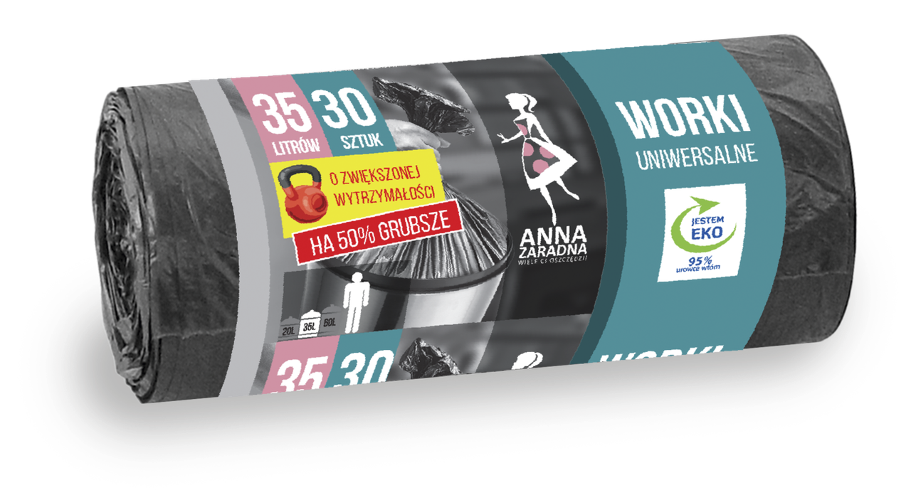 Пакети Anna Zaradna для сміття HDLD універсальні 35 л 30 шт.