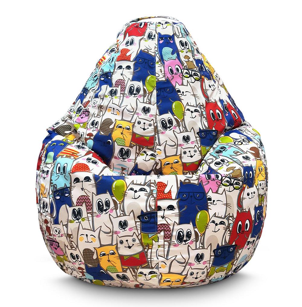 Крісло мішок iPuff Котики Флок XL 80x110 см Крісло мішок iPuff Котики Флок XL 80x110 см