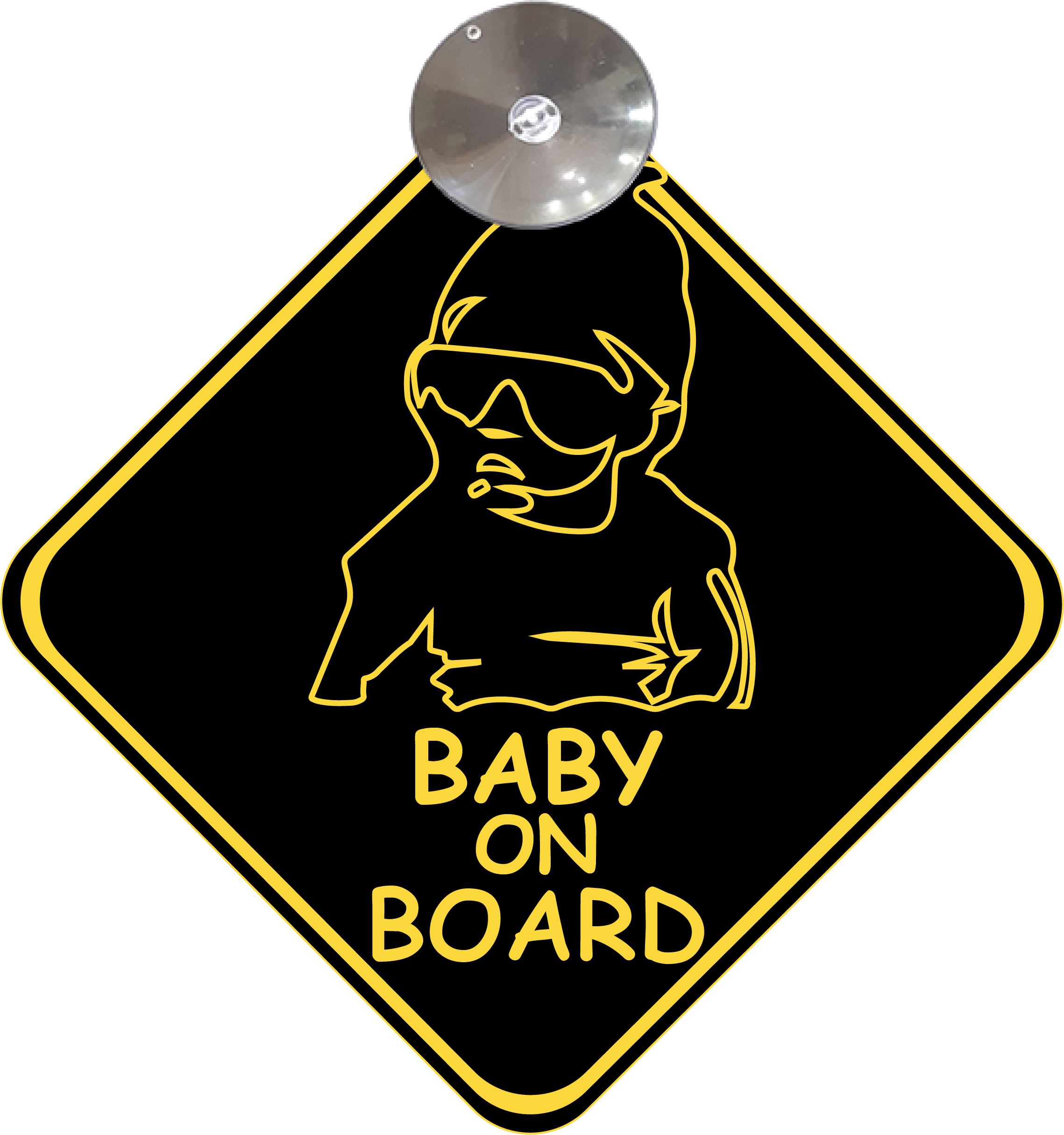 Знак на авто Baby on board Модный на присоске Черный