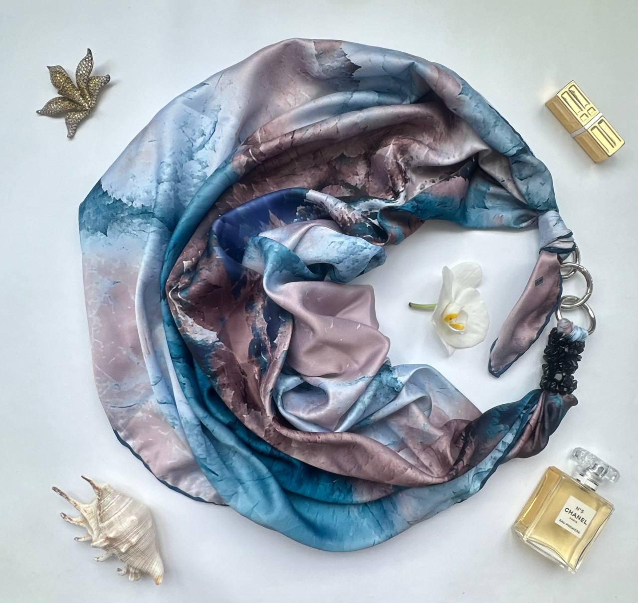 Платок My Scarf Синий океан украшен агатом (27207402)