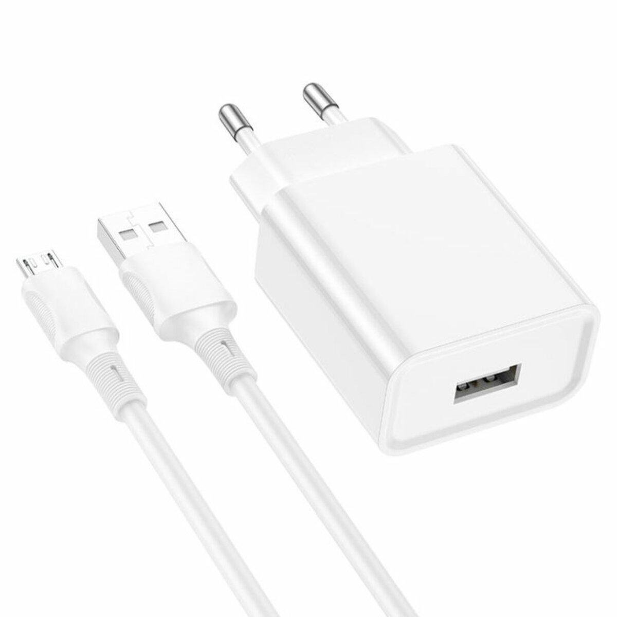 Зарядное устройство Borofone BA74A Aspirer Single Port Charger Set USB to MicroUSB Cable White (BA74AMW)