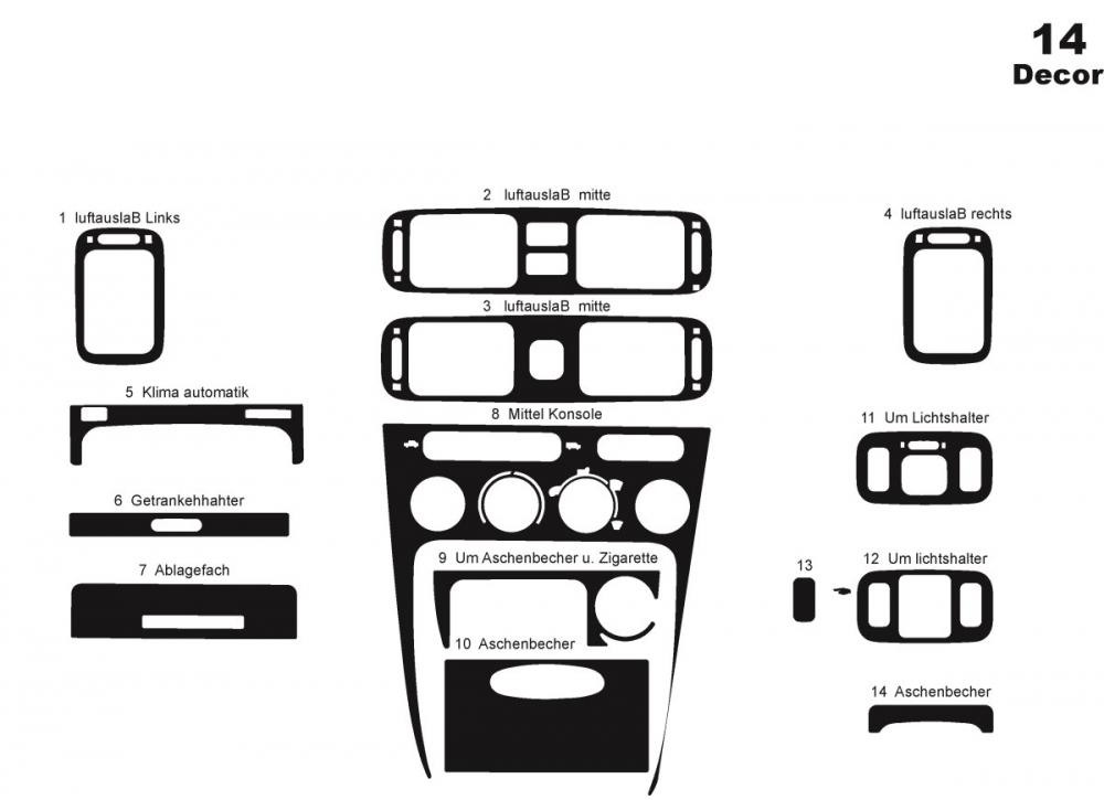 Накладки на панель Meric для Toyota Corolla 1998-2002 гг. пластик