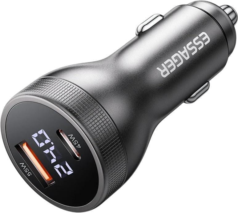 Зарядное устройство автомобильное ESSAGER ES-CC17 100Wmax PPS PD3.0 QC3.0 1A/1C PowerDisplay Grey (43717)