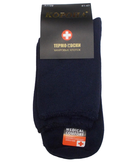 Термоноски мужские без резинки Корона A1109 с махрой р. 41-47 Синий (1484444417)
