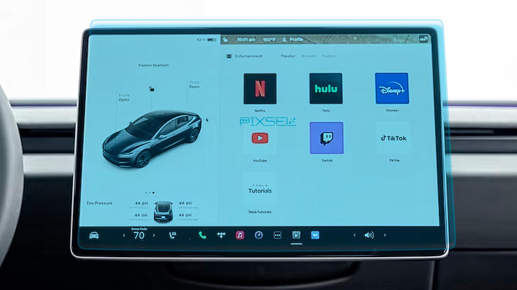 Стекло защитное Pixsel гибридный глянец на монитор Tesla Model 3 16“ 2023