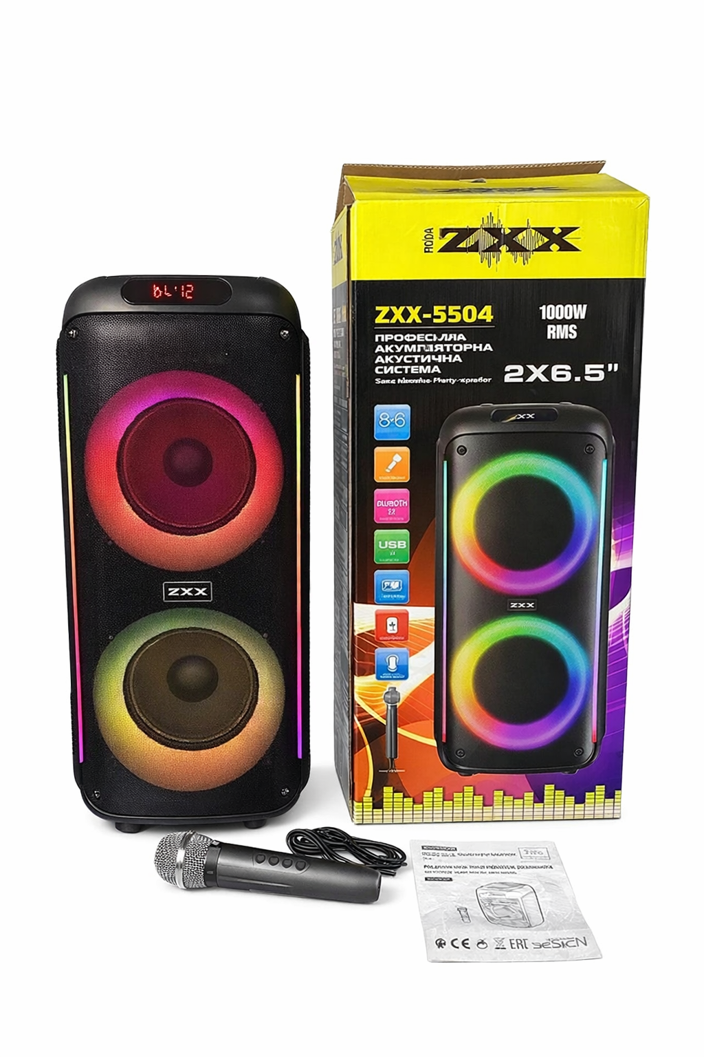 ᐉ Портативна колонка ZXX-5504 Bluetooth 1000 Вт з мікрофоном/FM