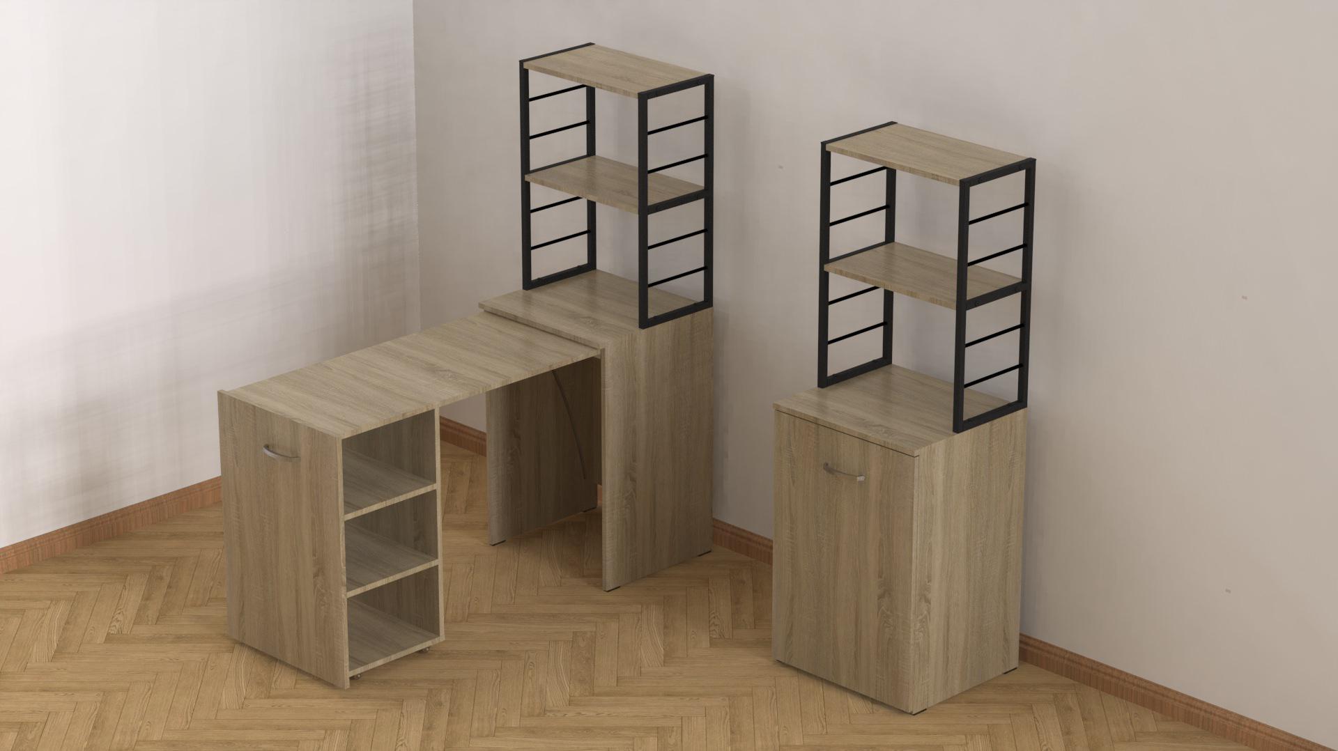 Стіл-тумба трансформер Ferrum-decor Смарт 4/1 з етажеркою метал/ДСП 16 мм 1430x1450x500 мм Чорний/Дуб Сонома (FRD-105126) - фото 8 Стіл-тумба трансформер Ferrum-decor Смарт 4/1 з етажеркою метал/ДСП 16 мм 1430x1450x500 мм Чорний/Дуб Сонома (FRD-105126) - фото 8