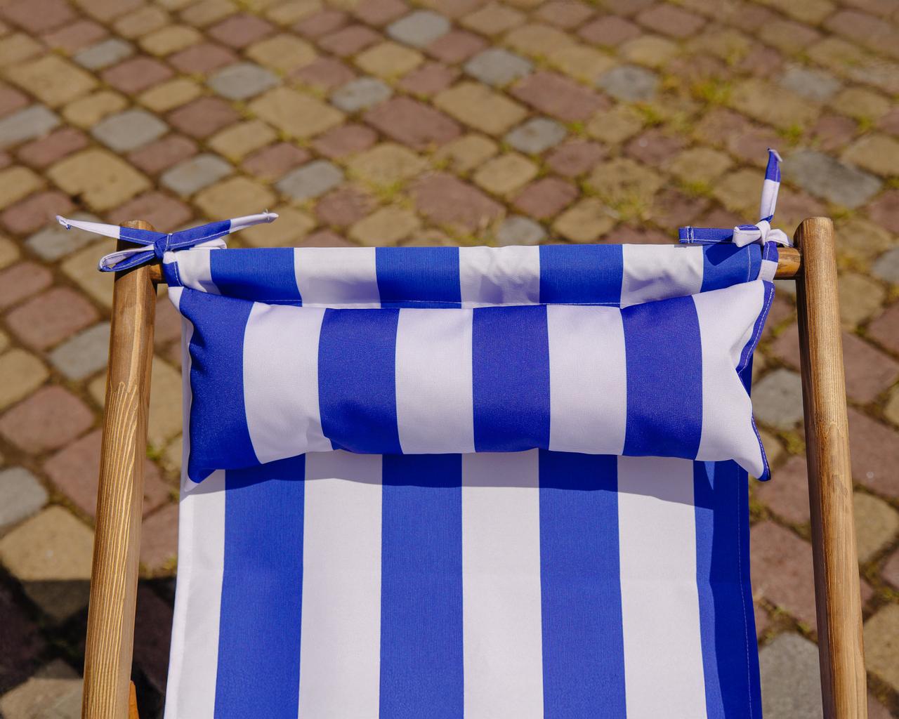 Шезлонг для дачи тканевый XRmaster с подушкой Коричневый/Голубой (КШ-003/4) - фото 4