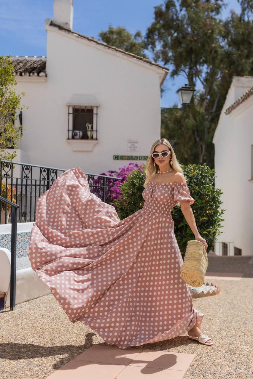 Платье женское софт в горошек р. 42-48 Розовый (Р5041-В36/Д) - фото 2 Платье женское софт в горошек р. 42-48 Розовый (Р5041-В36/Д) - фото 2