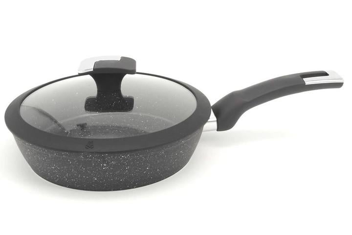 Сковорода A-PLUS глубокая мраморная с крышкой 24 см