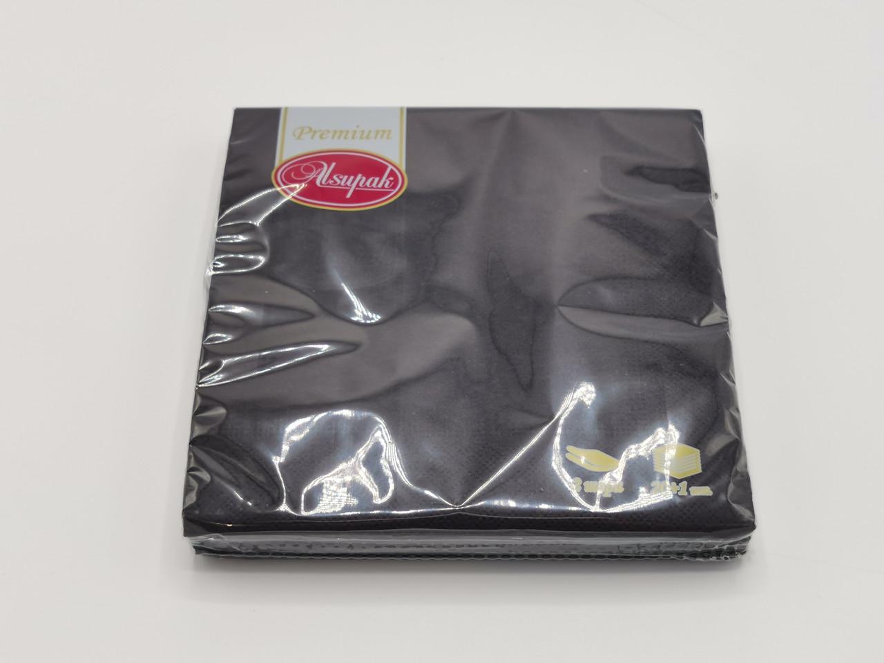 Серветки однотонні ТМ Alsupak 33х33 см 2 шари 20 шт. Чорний