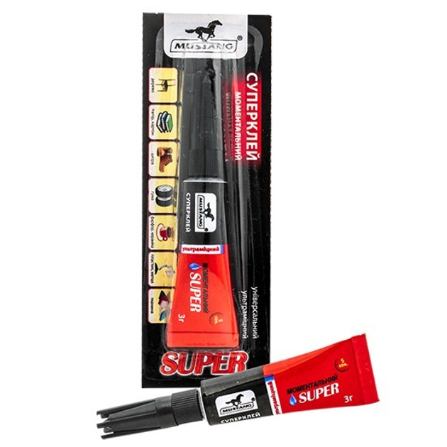 Суперклей секунда Mustang Моментальный блистер 3 г Прозрачный (238)