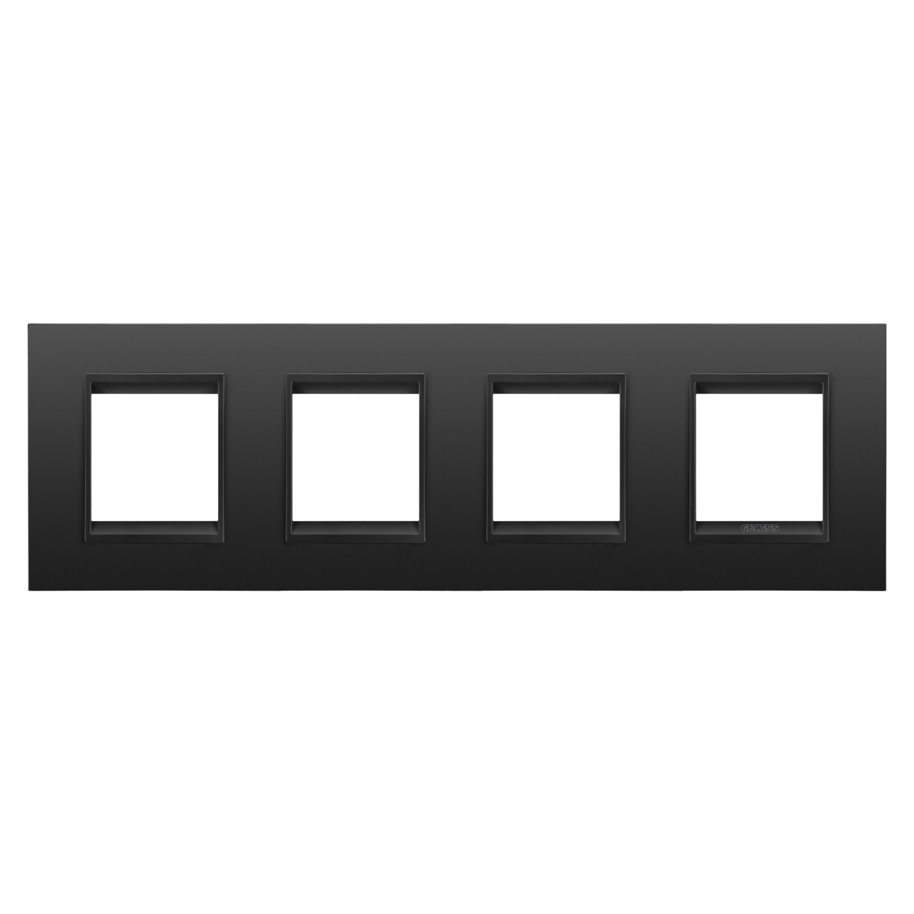 Рамка четырехместная Gewiss Chorusmart LUX горизонтальная технополимер Черный сатиновый (GW16228XM)