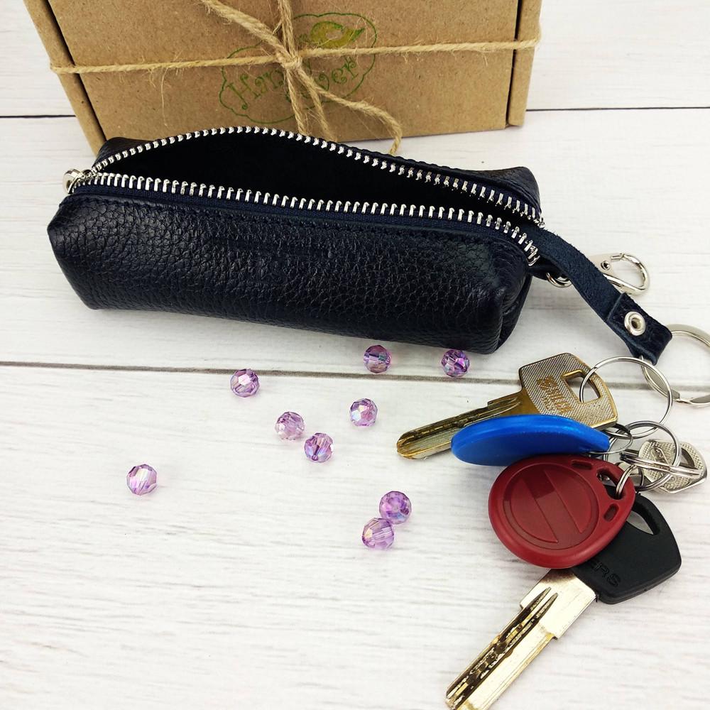 Ключниця шкіряна HC-107 на блискавці Синій - фото 5 Ключниця шкіряна HC-107 на блискавці Синій - фото 5